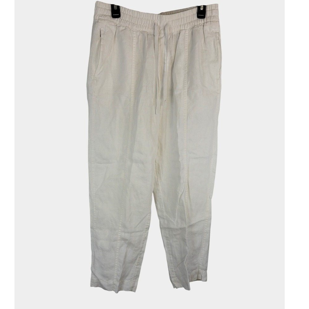 Athleta Womens Retreat Resort Beach Linen Casual Ankle Pants Off-White Size M